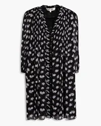 Diane von Furstenberg Layla pintucked floral-print georgette mini dress - Black Black