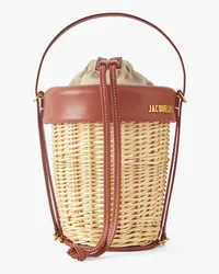 Jacquemus Le Panier leather-trimed raffia bucket bag - Brown Brown