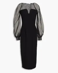 Safiyaa Catalina organza and crepe midi dress - Black Black