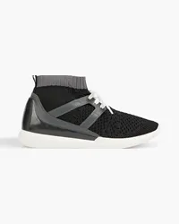 Bally Aveline leather-trimmed stretch-knit high-top sneakers - Black Black