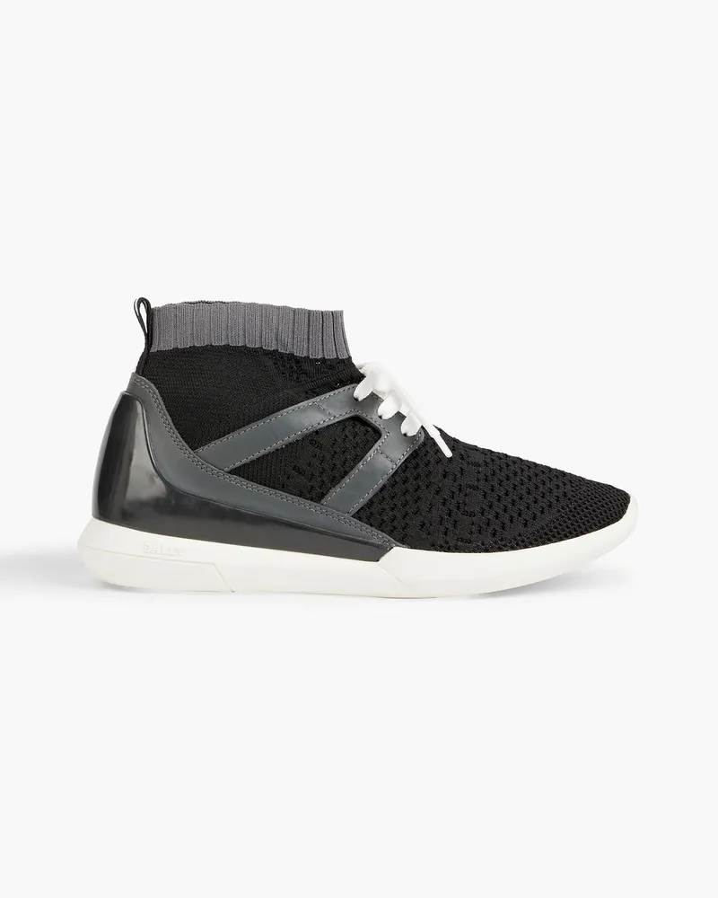 Bally Aveline leather-trimmed stretch-knit high-top sneakers - Black Black