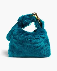 J.W.Anderson Chain-embellished faux fur shoulder bag - Blue Blue