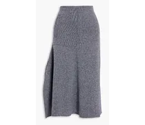 Asymmetric stretch-knit midi skirt - Blue