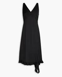 ROTATE Birger Christensen Ruffled satin midi dress - Black Black