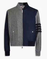 Thom Browne Two-tone wool-felt bomber jacket - Blue Blue