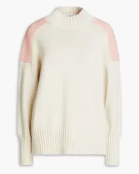 Chinti & Parker Two-tone ribbed cotton turtleneck sweater - White White