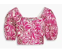 Dover cropped floral-print canvas top - Pink