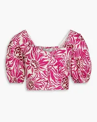 Diane von Furstenberg Dover cropped floral-print canvas top - Pink Pink