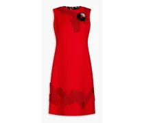 Embellished wool-blend dress - Red