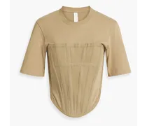 Dion Lee Cropped ribbed cotton-jersey T-shirt - Neutral Neutral