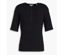 Ribbed stretch-modal T-shirt - Black