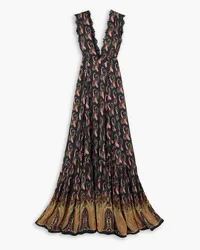 Etro Lace-trimmed paisley-print crepon maxi dress - Black Black