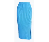 Rhea ribbed-knit midi skirt - Blue