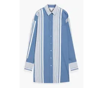 Oversized striped cotton-blend poplin shirt - Blue
