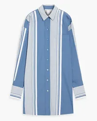 Oscar de la Renta Oversized striped cotton-blend poplin shirt - Blue Blue