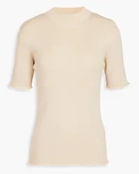 3.1 phillip lim Cutout metallic ribbed-knit top - Neutral Neutral