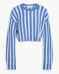 Marni Cropped striped cotton sweater - Blue Blue