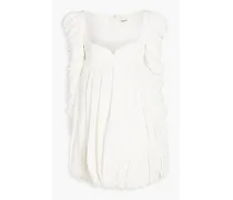 Katia ruched pleated crepe mini dress - White
