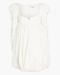 KHAITE Katia ruched pleated crepe mini dress - White White