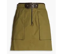 Belted cotton-twill mini skirt - Green