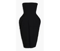 Strapless pleated crepe dress - Black