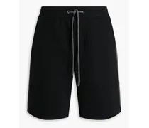 Striped cotton-blend jersey shorts - Black