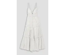 Liana 2.0 tiered striped gauze maxi dress - White