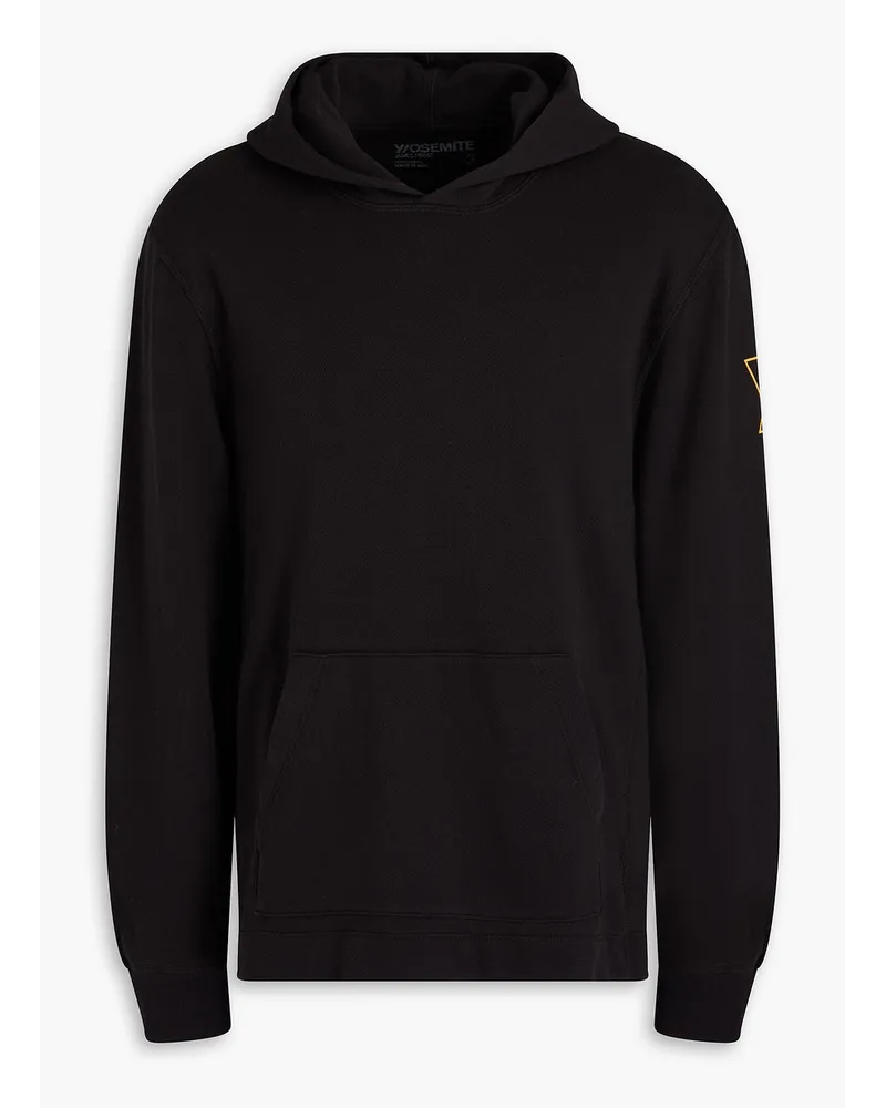 James Perse Printed French cotton-terry hoodie - Black Black