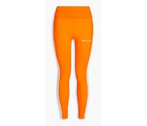 Cropped printed stretch-jersey leggings - Orange