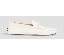 Pebbled-leather driving shoes - White
