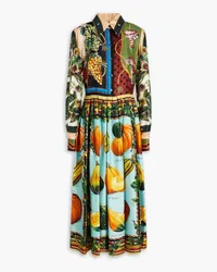 Dolce & Gabbana Pleated printed silk-twill midi shirt dress - Multicolor Multicolor