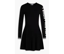 Two-tone intarsia-knit mini dress - Black