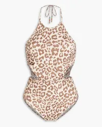 Zimmermann Cutout leopard-print halterneck swimsuit - Animal print Animal