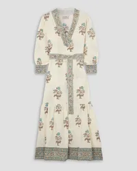 Hannah Kiya belted floral-print linen maxi dress - White White