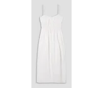 Francesca shirred linen midi dress - White