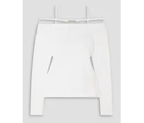 Sierra cold-shoulder embellished stretch-cotton T-shirt - White