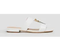 Buckle-embellished leather sandals - White