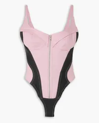 Thierry Mugler Paneled denim and stretch-jersey bodysuit - Pink Pink