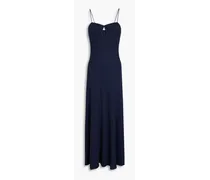 Cutout ribbed cotton midi dress - Blue