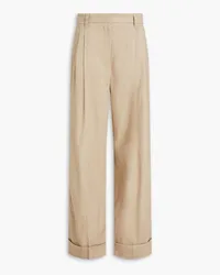 Brunello Cucinelli Bead-embellished linen-blend twill wide-leg pants - Neutral Neutral