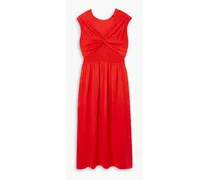 Mahaney twist-front silk midi dress - Red