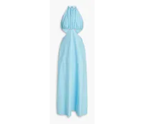 Mahina cutout cotton-poplin halterneck maxi dress - Blue