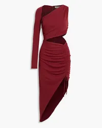 NICHOLAS Paulina one-sleeve asymmetric cutout jersey dress - Burgundy Burgundy