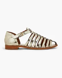 Tory Burch Metallic cracked-leather sandals - Metallic Metallic