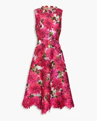 Oscar de la Renta Belted jacquard midi dress - Pink Pink