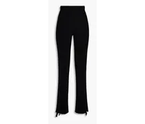 Ribbed cotton-blend flared pants - Black