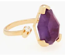 24-karat gold-plated, amethyst and Siamite ring - Metallic