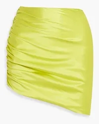 mason by michelle mason Asymmetric ruched silk-satin mini skirt - Yellow Yellow