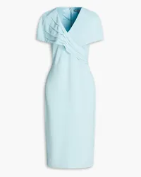 Badgley Mischka Pleated crepe midi dress - Blue Blue