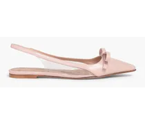 Bow-embellished leather slingback point-toe flats - Pink